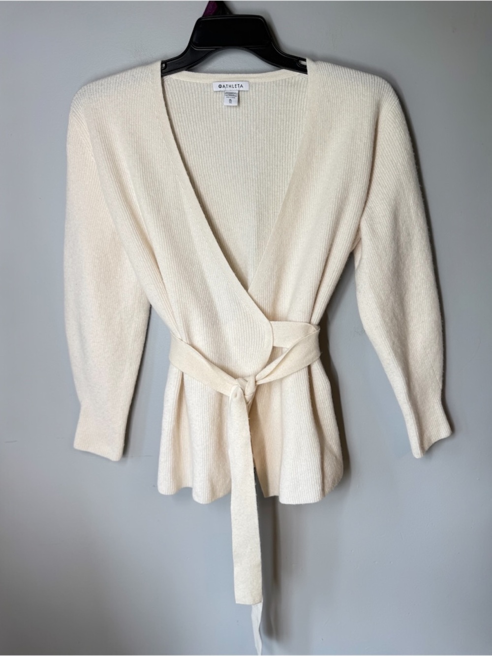 Merino Wool and Cashmere wrap sweater cream - Picture 2 of 11
